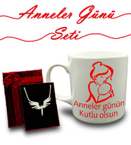 Anneler Gününe Özel Kupa & Mikail Melek Kolye Hediye Seti (Model 1)
