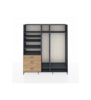 Hyperion Dolap 9 Raflı 3 Çekmeceli 3 Askılı 220x44x243 Antrasit-Antrasit/Çam