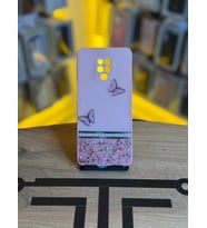Redmi Note 9 Pro Uyumlu Kelebek Figürlü Simli Parlak Telefon Kılıfı (Pembe)