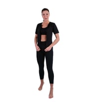 TİSTA Termal Sauna Terleten Zayıflatan Fermuarlı Kısa Kol Tayt Body Takım