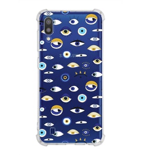 PrintiFy Samsung Galaxy M10 Uyumlu Nazar Boncuğu 2 Baskılı Şeffaf Köşe Korumalı Antişok Kılıf