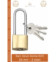 #AsmaKilit Sarı Pirinç Gövde Uzun Kanca Hırsızlığa Karşı Ekstra Dayanıklı Güvenli Asma Kilit 25 mm -