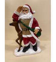 YILBAŞI GEYİKLİ VE HEYBELİ NOEL BABA EL BOYAMA 32X20 CM OBJE