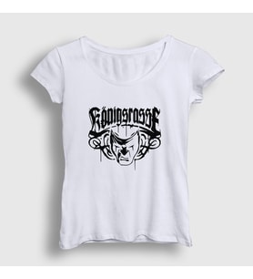 Presmono Kadın Beyaz Logo Koenigsrasse Königsrasse T-Shirt 478159tt (Beyaz)