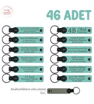 Anneler Günü Kutlaması İçin Mesajlı Hatıra Anahtarlık 46’lı Set, Özel Gün Hediyesi, Turkuaz & Gri