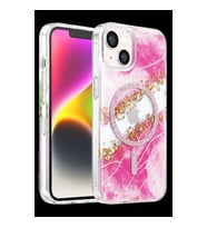 Onegif Apple İphone 15 Lotus Simli Magsafe Kapak - Pembe
