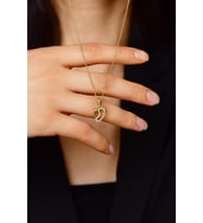 Zirkon Taşlı Gold Anne Bebek Ayak İzi Gümüş Kolye