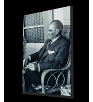 Atatürk Portresi Cam Tablo, Ev ve Ofis Duvar Dekoru, Hediyelik Büyük Temperli 4 mm Cam Tablo