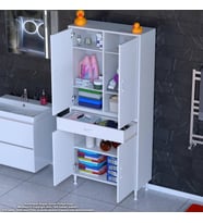 Modilayn YENİ AFRA 75 x 173 x 32,5 cm 1 Çekmece 4 Kapak 5 Raf 8 Bölme Çok Amaçlı Banyo & Mutfak Dolabı 
