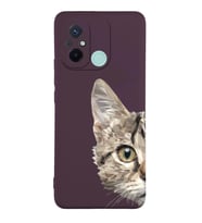 Xiaomi Redmi 12c Uyumlu Lansman Kılıf Catface Tasarımlı İçi Kadife Kapak-Mürdüm (Şeffaf)