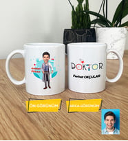 Doktor Hediye Kupa Bardak Erkek Doktora Tıp Bayramı Hediyesi (Beyaz)