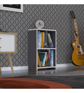 Kenzlife kitaplık süper ga 060*40*19 gri 2 katlı tek bölme ofis mutfak banyo dolabı arkalıksız (Karışık)