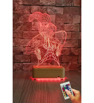 3D Led Gece Lambası, 16 Renkli Spiderman Tasarımı, Doğum Günü Hediye (Krem)