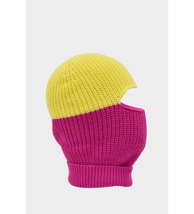 Color Block Renkli Balaclava Kar Maskesi Triko Bere Boyunluk 1 Adet (Fuşya)