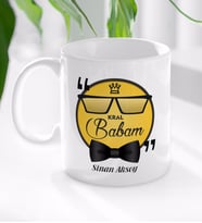 BK Gift Kişiye Özel Kral Babam Tasarımlı Beyaz Kupa Bardak - Model 1