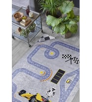 Dijital Kaymaz Yıkanabilir Mavi Modern Salon Halısı Mutfak Halısı Koridor Halısı Yolluk HLNC089