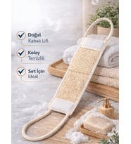 Beylini %100 Doğal Kabak Lifi Sırt Kesesi Çift Taraflı Masaj Ölü Deri Sökücü Banyo Duş Tüm Cilt Yenileyici (Krem)