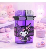 Sevimli Kawaii Çift Bölmeli Pipetli Çocuk Matara – Askılı Sızdırmaz Tasarım Mor Renk