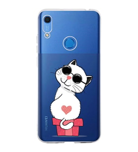 Huawei Y6s 2019 Uyumlu Kapak Coolcat Tasarımlı Şeffaf Silikon Kılıf