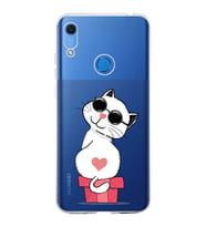 Huawei Y6s 2019 Uyumlu Kapak Coolcat Tasarımlı Şeffaf Silikon Kılıf