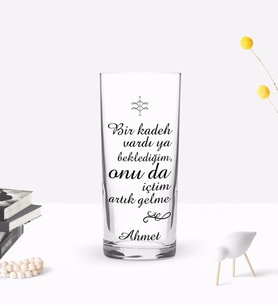 BK Gift Kişiye Özel Renkli Baskılı Bir Kadeh Vardı Ya Tasarımlı Rakı Bardağı-1 (Beyaz)
