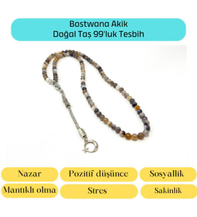 Sertifikalı Bostwana Akik 6mm 99luk Doğal Taş Tesbih