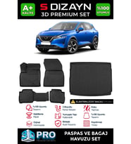 Nissan Qashqai E-Power 3D Pro Havuzlu Paspas ve Üst Bagaj Havuzu Seti (2'li SET) 2021-2024 A+ Kalite
