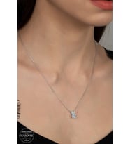 SWAROVSKİ CRYSTAL TEK TAŞ  925 AYAR GÜMÜŞ KOLYE