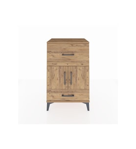 Hyperion Komodin Tek Raflı 2 Çekmeceli 2 Kapaklı 60x44x96 Çam-Çam