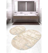 Dijital Baskılı Kaymaz Taban Yıkanabilir Oval 2'li Klozet Takımı Banyo Paspası NOKZ-HT-95 (Çok Renkli)