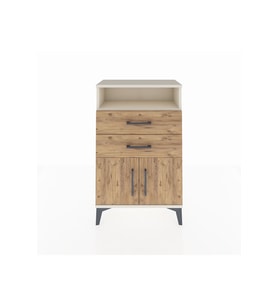 Arges Komodin Tek Raflı 2 Çekmeceli 2 Kapaklı 60x30x96 Aytaşı-Çam