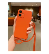 Coverzone Apple iPhone 16 Plus ile Uyumlu ?pli Boyun Ask?l? Silikon K?l?f Kadife ?� Yap?l? Dulcet Epiphany boyun �apraz as?labilen ?pli K?l?f Turuncu