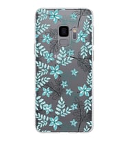 Samsung Galaxy S9 Kapak Floral Su Yeşili Tasarımlı Şeffaf Silikon Kılıf