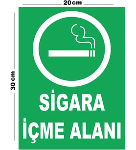 Metal Sigara İçme Alanı 20cm x 30cm A4 Büyüklüğünde Uyarı Levhası Yönlendirme Tabelası