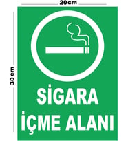 Metal Sigara İçme Alanı 20cm x 30cm A4 Büyüklüğünde Uyarı Levhası Yönlendirme Tabelası