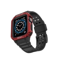 Apple Watch 42mm KR401 Silikon Kordon - Siyah-Kırmızı