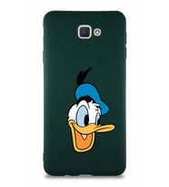 Samsung Galaxy J7 Prime 2 Soft Premier Kapak Donald Duck-A Tasarımlı Silikon Kılıf - Yeşil (Şeffaf)