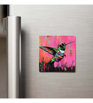 Hummingbird - Sinek Kuşu - Güneş Gözlüklü Style - Buzdolap Magneti - 9x9 Cm
