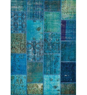 Hoom Rugs Antik Patchwork Turkuaz El Dokuma Kilim