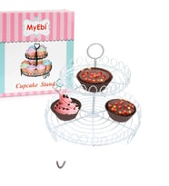 Metal Cupcake Standı 2 Katlı Beyaz Kek Standı
