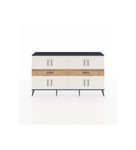 Arges Konsol 4 Raflı 2 Çekmeceli 8 Kapaklı 176x30x99 Antrasit-Aytaşı/Çam