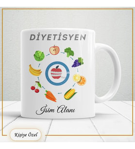 Diyetisyenlere Özel İsim Yazılabilir Kupa Bardak – Kişiye Özel Meslek Temalı Hediye-109