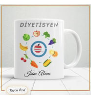 Diyetisyenlere Özel İsim Yazılabilir Kupa Bardak – Kişiye Özel Meslek Temalı Hediye-109
