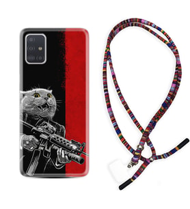 Samsung a71 A72 A73 A7 A9 2018 C7 C9 Kılıf Boyun Asklı Rasta Silikon Çılgın Kedi 1674