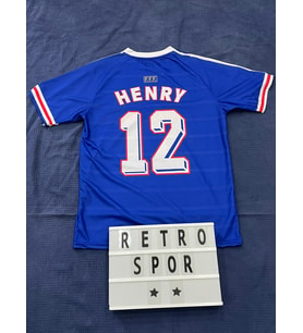 Thierry Henry 1998 Dünya Kupası Fransa Mavi Renk Iç Saha Nostalji Kısa Kol Forma / Retro Henry Forma