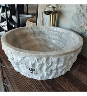 Gümüş Traverten İçi Katmanlı Lavabo