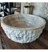 Gümüş Traverten İçi Katmanlı Lavabo