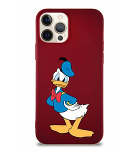 Apple iPhone 12 Pro Soft Premier Kapak Donald Duck-D Tasarımlı Silikon Kılıf - Mürdüm (Şeffaf)