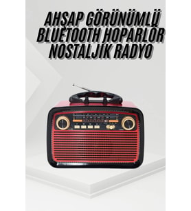 Nostalji Radyo Bluetooth Hoparlör Usb-Sd Kart Giriş Led Fener Işıklı Bataryalı Pilli