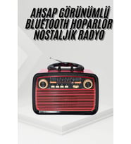 Nostalji Radyo Bluetooth Hoparlör Usb-Sd Kart Giriş Led Fener Işıklı Bataryalı Pilli